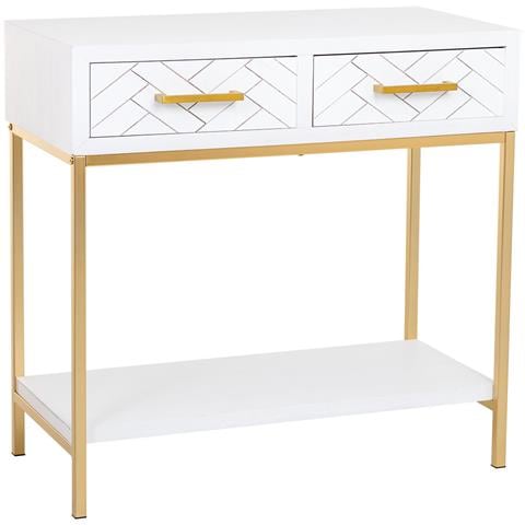 Mobile Ingresso Con 2 Cassetti, Legno E Metallo, 80x42x79h Cm - Foto 1