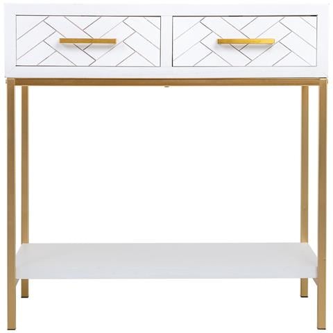 Mobile Ingresso Con 2 Cassetti, Legno E Metallo, 80x42x79h Cm - Foto 2