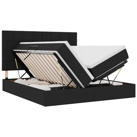 Letto con luci a strisce a LED Nero 200 x 200 cm Tessuto - Foto 1