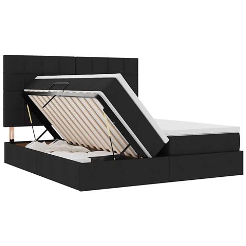 Letto con luci a strisce a LED Nero 200 x 200 cm Tessuto - Foto 9