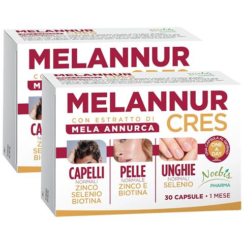 MelannurCres 30 Capsule - Mela Annurca, Astaxantina, Zinco, Rame, Selenio e Biotina - Capelli, Pelle e Unghie (Confezione doppia) - Foto 1