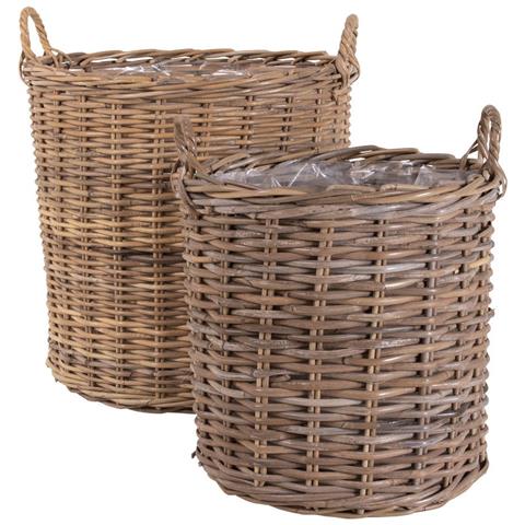 Set Di 2 Cesti Indo In Rattan Kubu Naturale - Misure Assortite - Foto 1