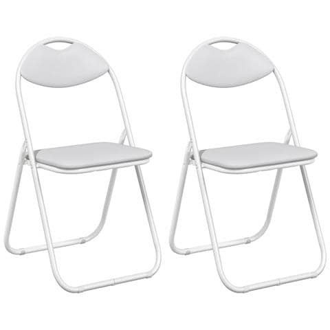 Sedia pieghevole 2 pcs Bianco 48 x 43,5 x 81 cm Pelle Sintetica - Foto 1