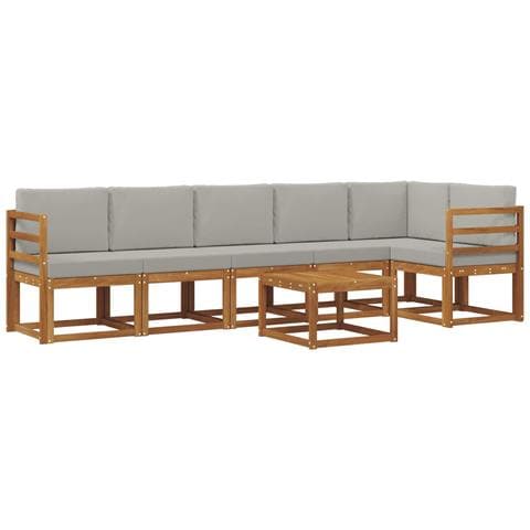 Set di divani da esterno 7 pcs Grigio Naturale e Chiaro - Foto 1