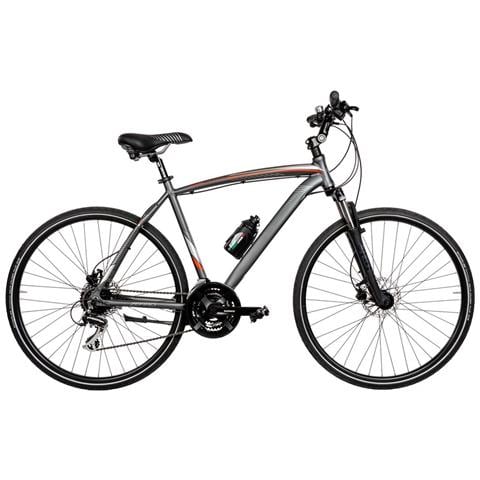 Bici Uomo Ibrido Misura 28 Linea Zefiro Telaio Alluminio Bicicletta Cambio Acera 24v Forcella Ammortizzata Freni Disco Idraulici - 52 Titanio Rosso Opaco - Foto 1