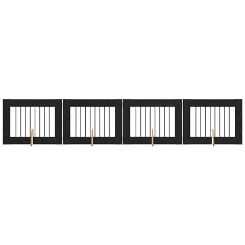 Cancello per cani con supporti 4 pcs Rovere Nero 80 x 60 cm - Foto 1
