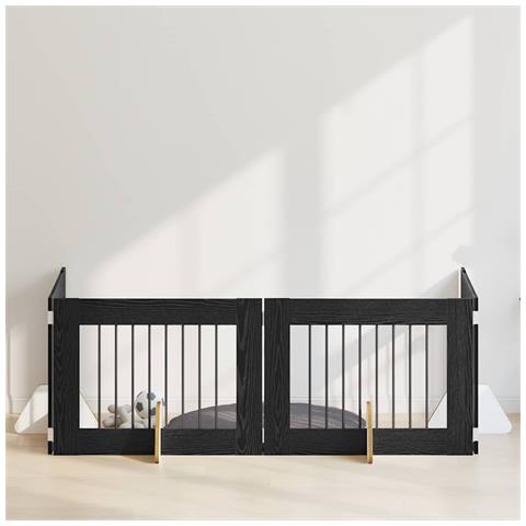Cancello per cani con supporti 4 pcs Rovere Nero 80 x 60 cm - Foto 2
