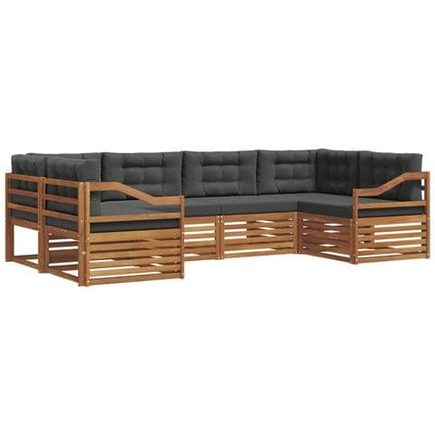 Set di divani da esterno con cuscino 6 pcs Naturale e Antracite - Foto 1
