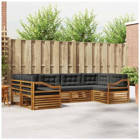 Set di divani da esterno con cuscino 6 pcs Naturale e Antracite - Foto 2