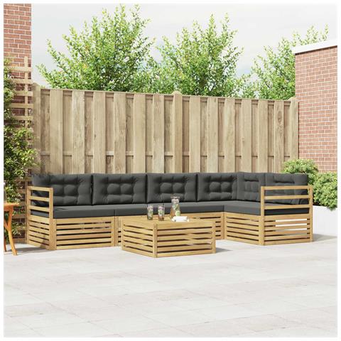 Set di divani da esterno 6 pcs Bianco e Antracite Poliestere - Foto 2