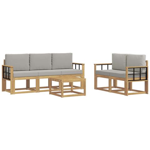 Set di divani da esterno 6 pcs Bianco e Grigio Chiaro - Foto 1