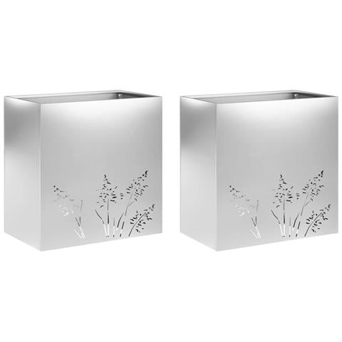 Vaso da giardino 2 pz Argento 50 x 30 x 49 cm Acciaio zincato - Foto 1