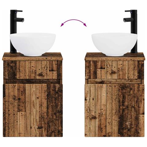 Set di mobili per il bagno 2 pz Legno antico 33 x 34,5 x 100 cm - Foto 2
