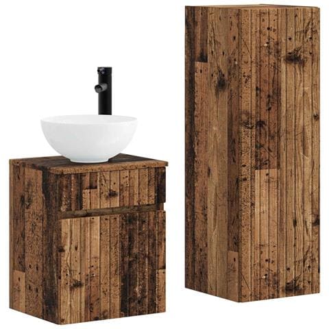 Set di mobili per il bagno 2 pz Legno antico 33 x 34,5 x 100 cm - Foto 1
