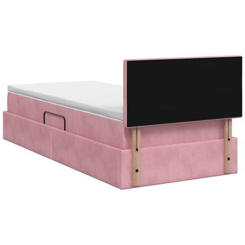 Letto con Contenitore con testiera Rosa 100 x 200 cm Velluto - Foto 9