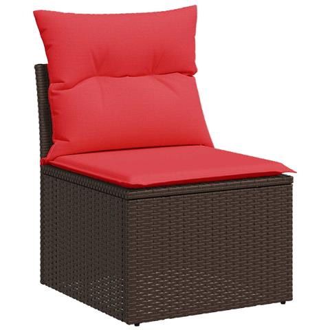 Set di divani 6 pz Marrone e Rosso Rattan sintetico e Acciaio - Foto 10
