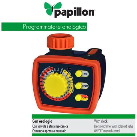 Programmatore analogico per innaffio giardino con orologio e timer Papillon - Foto 2