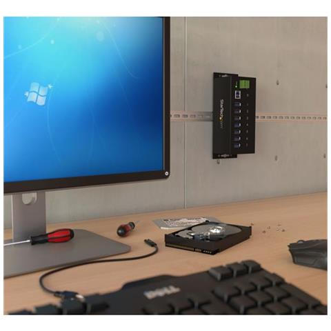 HUB Industriale USB 3.0 a 7 porte - Perno e concentratore USB 3.0 con ESD 350W e protezione da sovratensioni - Montabile DIN - Foto 4