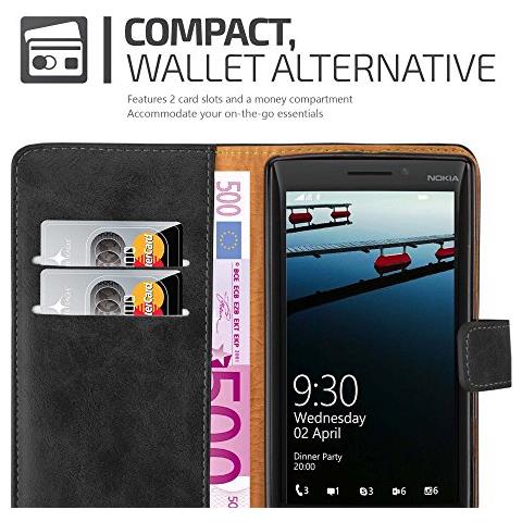 Custodia Compatibile Con Nokia Lumia 929 / 930 In Nero Grafite - Coperchio Protettiva Con Chiusura Magnetica, Funzione Stand E Tasca Per Le Carte - Foto 2