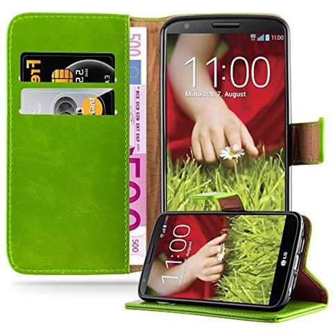 Custodia Compatibile Con Lg G2 In Verde Erbe - Coperchio Protettiva Con Chiusura Magnetica, Funzione Stand E Tasca Per Le Carte - Foto 1