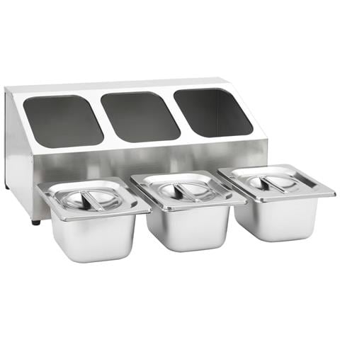 Supporto Gastronorm Con 3 Contenitori Gn 1/6 In Acciaio Inox - Foto 2