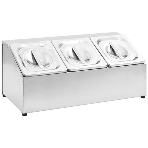 Supporto Gastronorm Con 3 Contenitori Gn 1/6 In Acciaio Inox - Foto 1