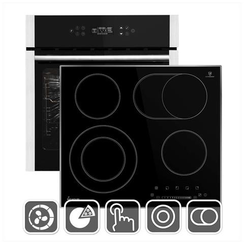 KKT KOLBE Forno Elettrico da Incasso EB8313ED Capacità 70 L Multifunzione Ventilato Colore Nero + Piano Cottura KFS59ED Elettrico 4 Zone