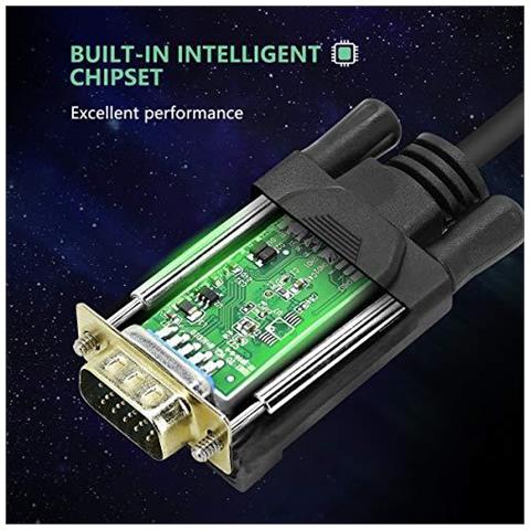 Hdmi A Vga Placcati In Oro Hdmi A Vga 1.8m Cavo (maschio A Maschio) Per Computer Desktop Laptop Pc Monitor Proiettore Hdtv Chromebook Raspberry Pi Roku Xbox E Di Pi - Nero - Foto 4