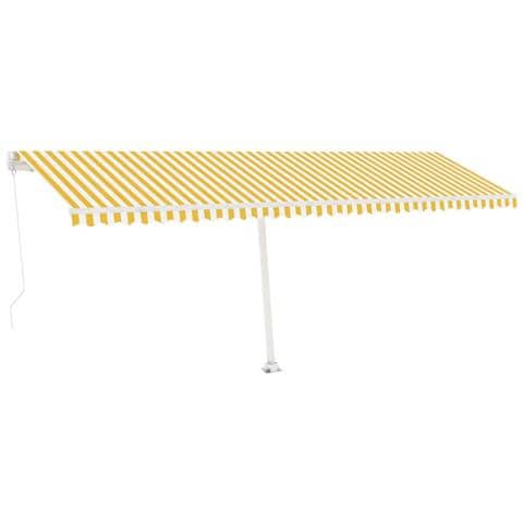 Tenda da Sole Retrattile Manuale LED 600x350 cm Giallo Bianco - Foto 1