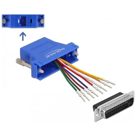Kit di montaggio blu per adattatore D-Sub 25 pin maschio per RJ45 femmina - Foto 1