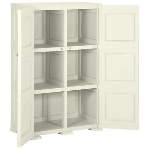 Armadietto In Plastica 79x43x125 Cm Effetto Legno Crema - Foto 9