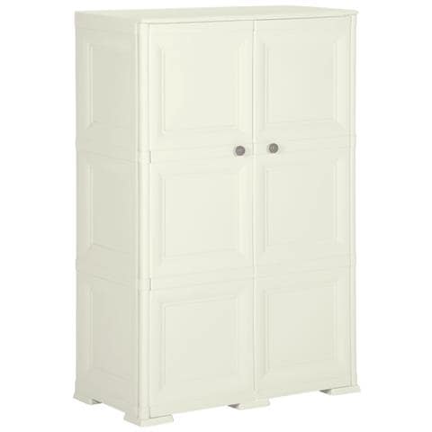 Armadietto In Plastica 79x43x125 Cm Effetto Legno Crema - Foto 1