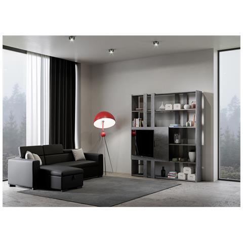 Libreria A Giorno Kato H Con Pannello Porta Tv Cemento - Foto 2