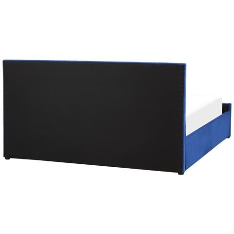 Letto In Velluto Blu Con Contenitore 180 X 200 Cm Rochefort - Foto 2