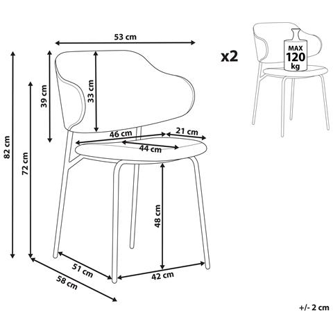 Set Di 2 Sedie Tessuto Arancione Kenai - Foto 8