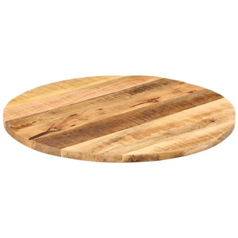 Piano Per Tavolo 80x2,5cm Rotondo Legno Massello Grezzo Mango - Foto 2