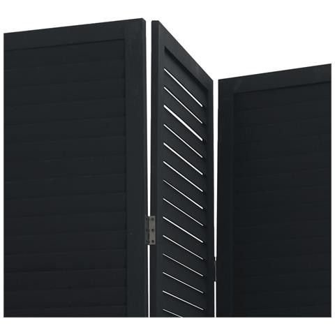 Divisorio Ambienti 5 Pannelli Nero Legno Massello Di Paulownia - Foto 8