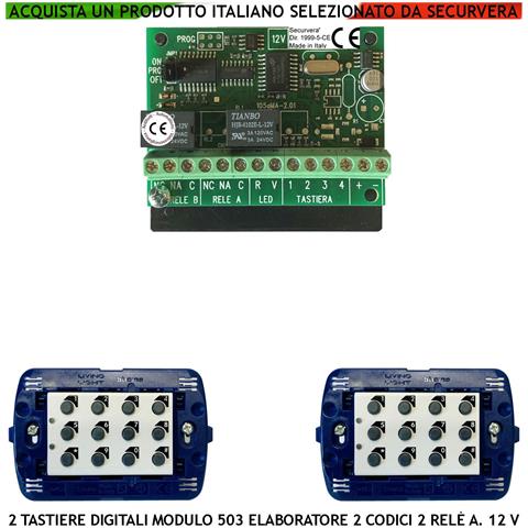 Tastiera Apri Porta Incasso Modulo 503 Ip44 2 Led Rosso Verde Kit 2 Tastiere Elaboratore Sv-kbc Alimentazione 12 Vcc 2 - Foto 1