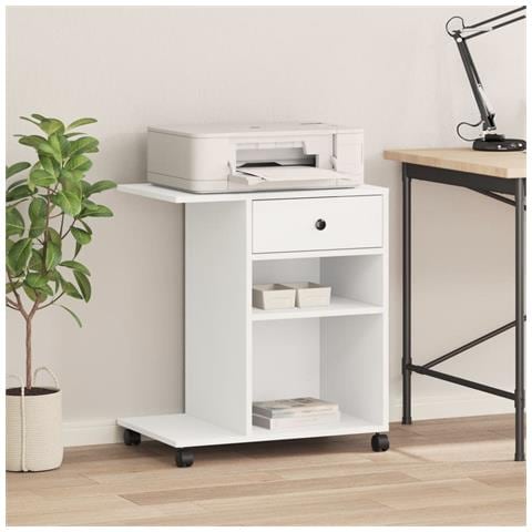 Supporto Per Stampante Con Ruote Bianco 60x40x68,5 Cm - Foto 3