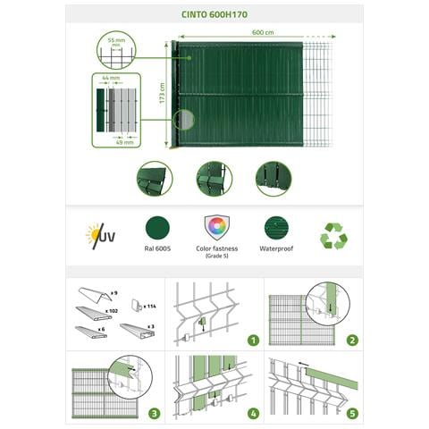 Kit Lamelle Oscuranti In Pvc 6m Cinto H. 170cm Verde - Foto 8