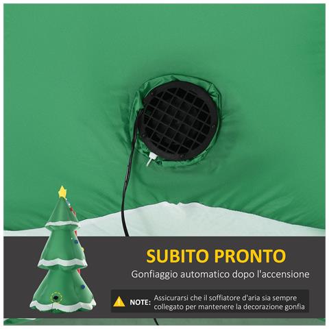 Albero Di Natale Gonfiabile Con Babbo Natale E Luci Led, Gonfiatore Incluso, 162x125x247cm - Foto 2