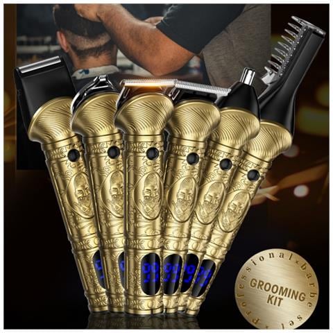 Kit Per Toelettatura Multifunzionale Con Ricarica Usb 6 In 1 - Kit Tagliacapelli Gold - Foto 2