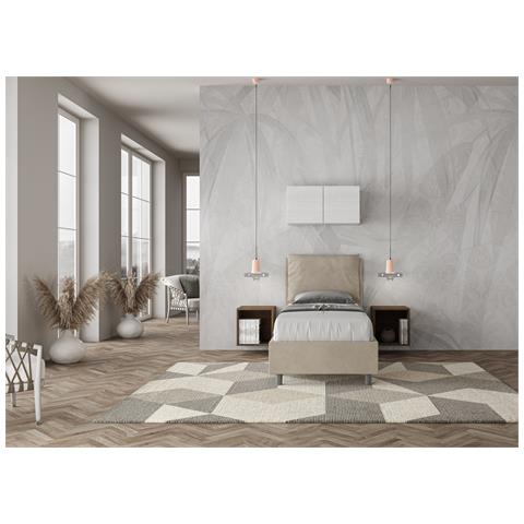 Letto Contenitore Imbottito 80x200 Microfibra Sabbia Antea - Foto 2