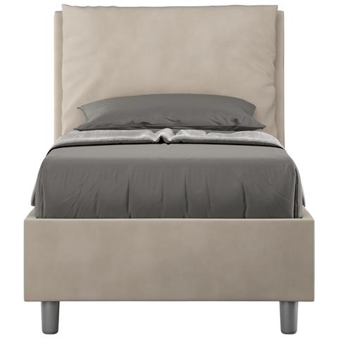 Letto Contenitore Imbottito 80x200 Microfibra Sabbia Antea - Foto 1