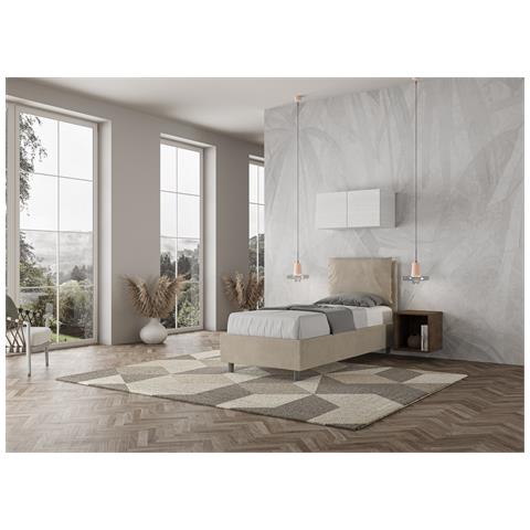 Letto Contenitore Imbottito 80x200 Microfibra Sabbia Antea - Foto 4