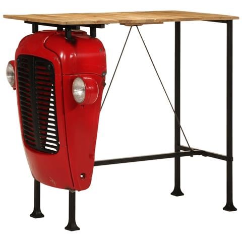 Tavolino Bar Trattore Rosso E Marrone 55x120x107 Cm Legno Mango - Foto 1