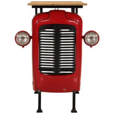Tavolino Bar Trattore Rosso E Marrone 55x120x107 Cm Legno Mango - Foto 3
