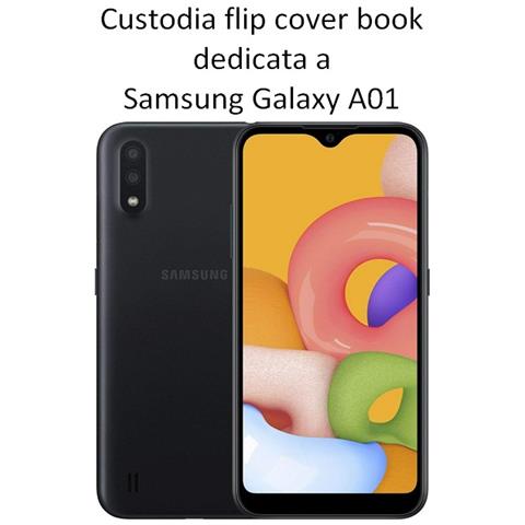 Custodia A Libro Book Cover Case Per Samsung Galaxy A01 Black - Foto 2