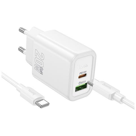 Hoco Caricatore Per Apple Iphone Usb A + Usb C Qc3.0 Pd 3a 20w + Cavo - Foto 1