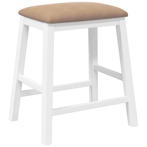Sedie da Bar con Cuscini 2 pz Bianco Legno Massello di Hevea - Foto 2